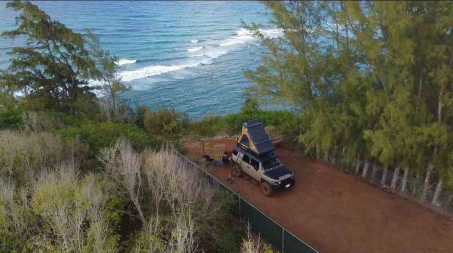 camping site on a seashore