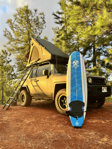 camper truck with kayak