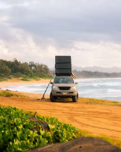 jeep with camping tent