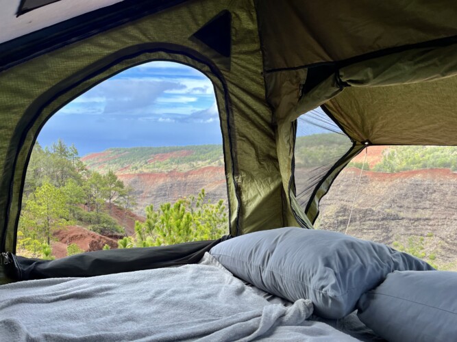 pillow setting inside tent